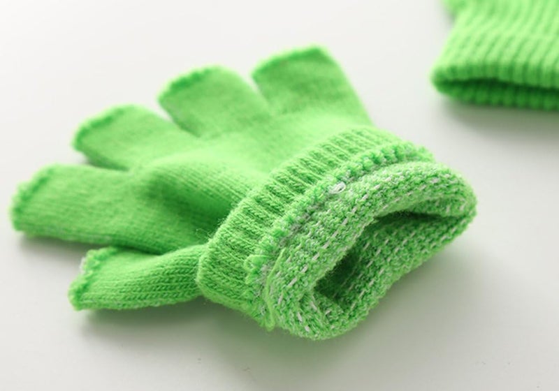 XF Boys' and Girls' Solid Knitted Half Finger Mittens Typing Gloves, Small - Image 5